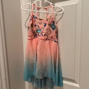 Kids Sequin Dance Costume in Pink and Blue